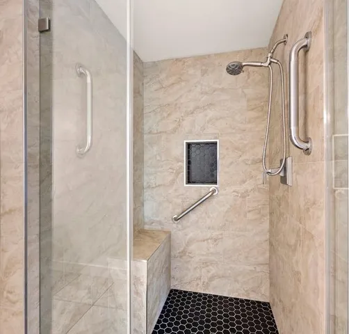 a bathroom with a shower