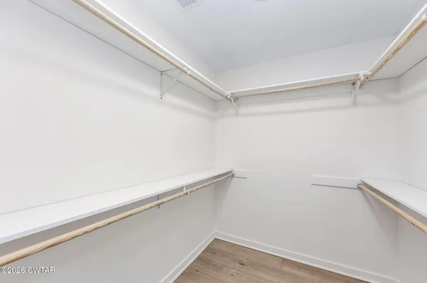 a view of small space with racks on the wall