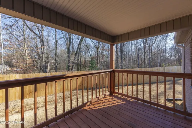 a view of wooden balcony