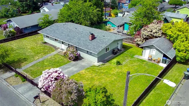 an aerial view of a house