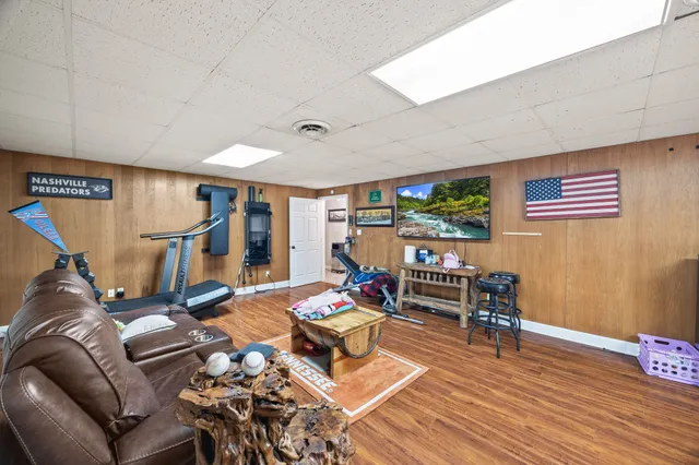a living room with furniture