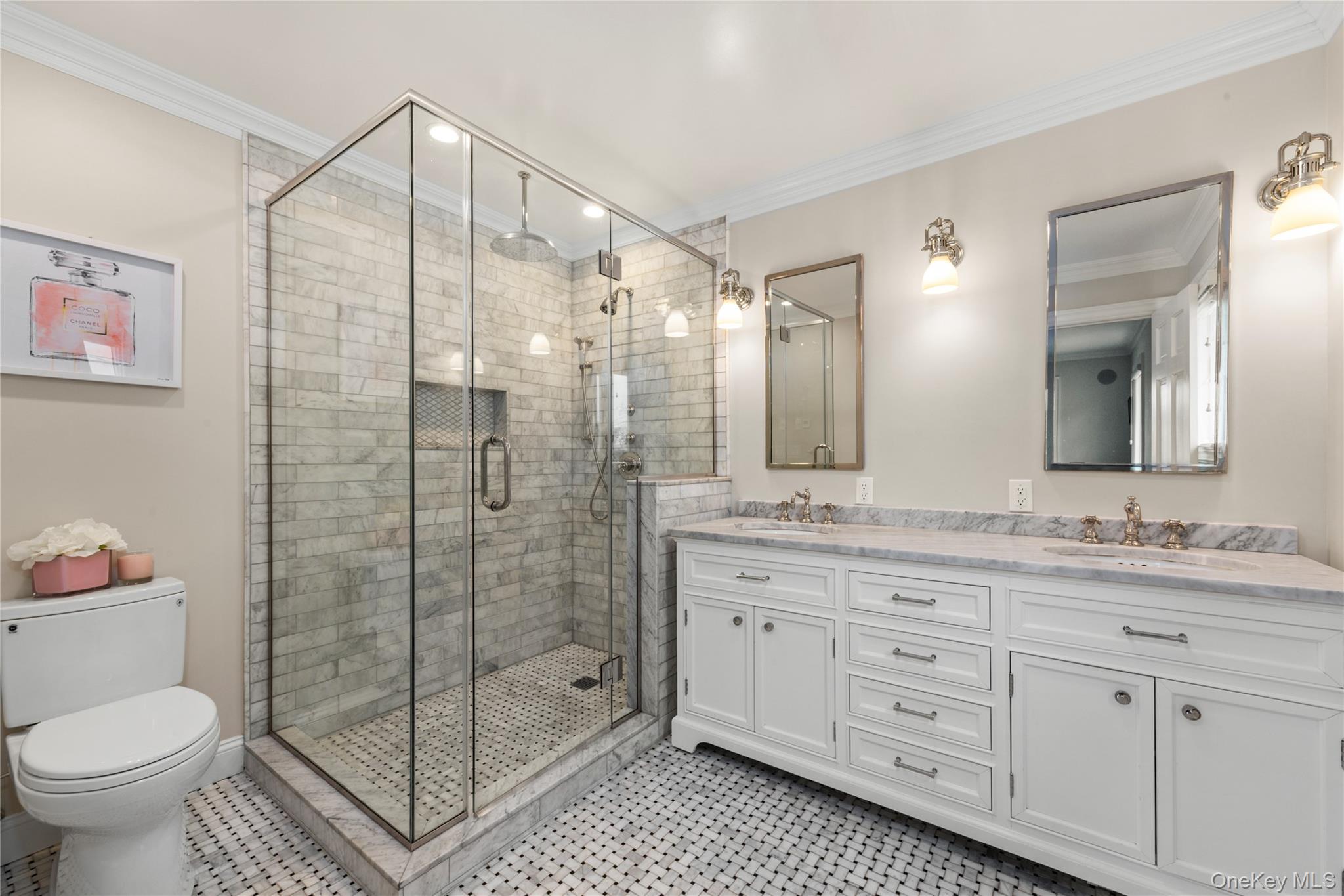 154-96 Riverside Drive Queens, NY 11357 - Photo 15 of 27 a bathroom with a granite countertop sink toilet and shower