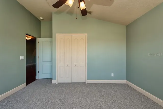 an empty room with a door