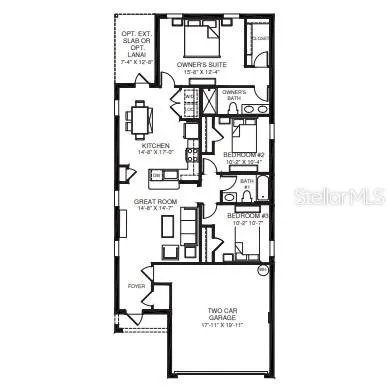 a picture of a bench in front of a building