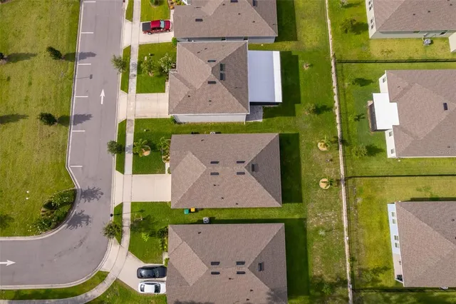 an aerial view of a house