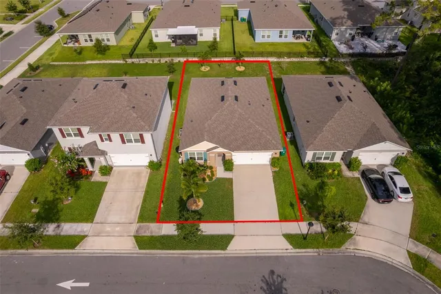 an aerial view of a house
