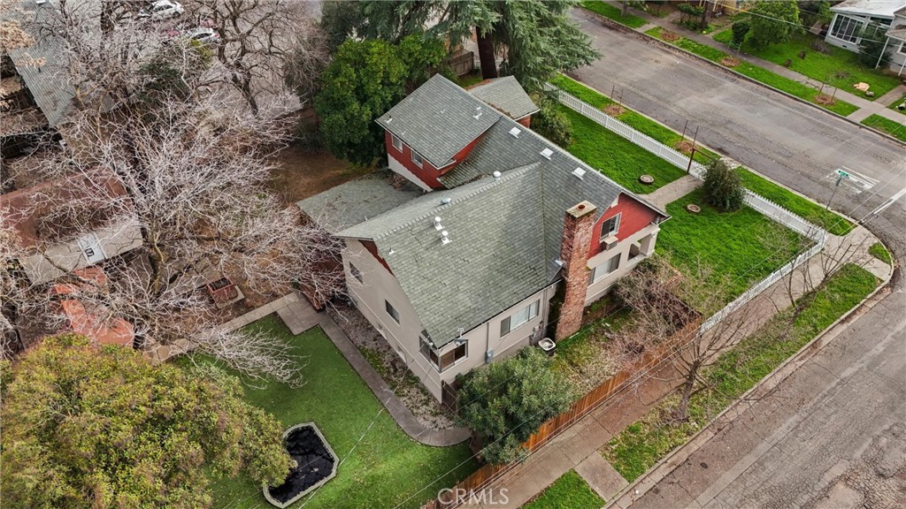 403 Ash Street Chico, CA 95928 - Photo 49 of 52 an aerial view of a house with garden space and street view