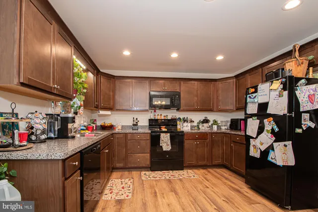 a kitchen with lots of counter top space