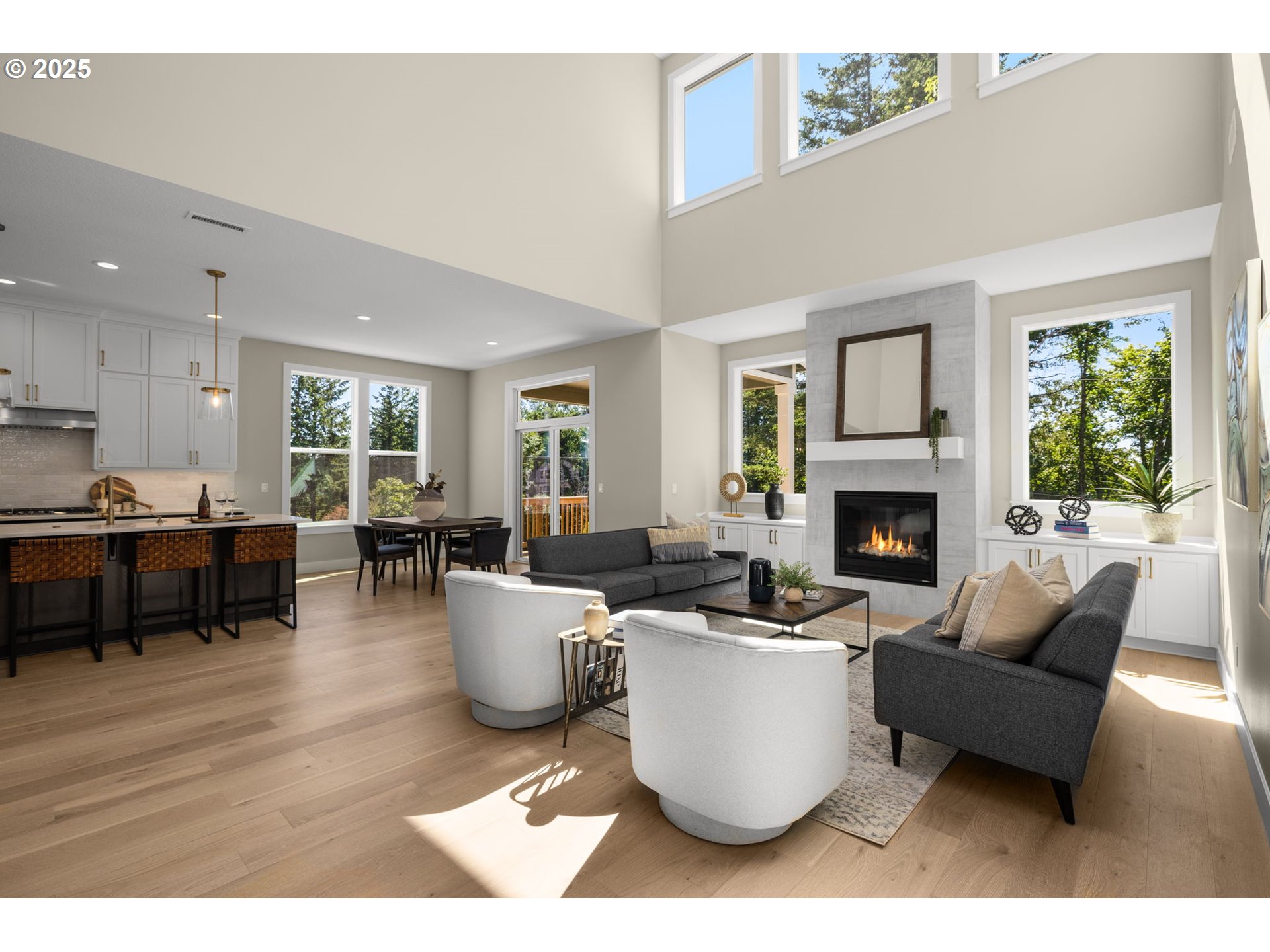 17839 Northwest Layla Drive, Unit LOT 12 Portland, OR 97229 - Photo 22 of 44 a living room with furniture a fireplace a potted plant and a window