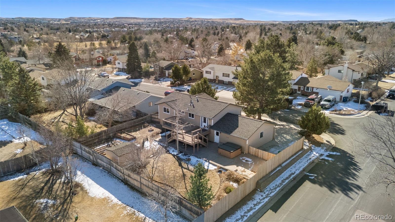 357 Saturn Place Lone Tree, CO 80124 - Photo 33 of 39 an aerial view of a house with a mountain