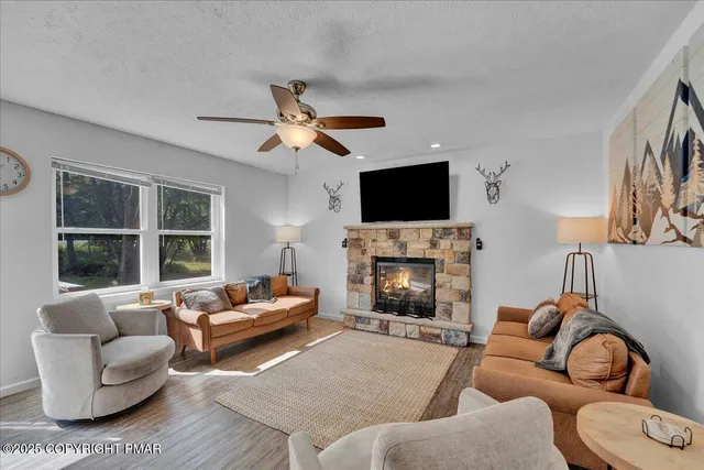 a living room with furniture