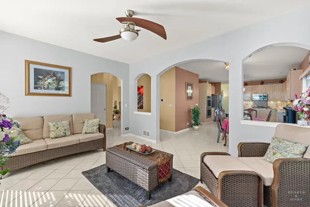 a living room with furniture