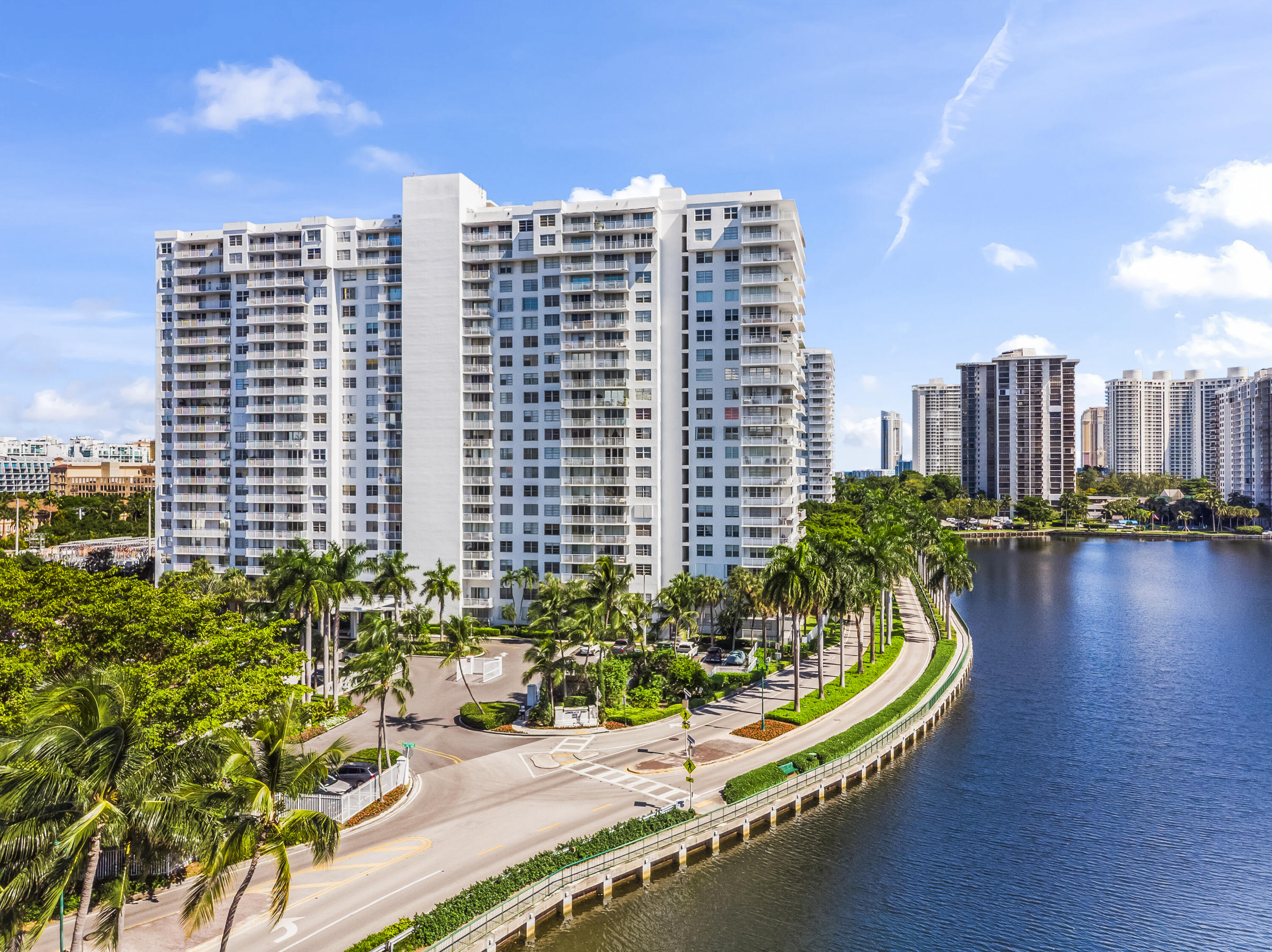 a view of a city with tall buildings