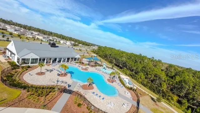 a view of a street with sitting area