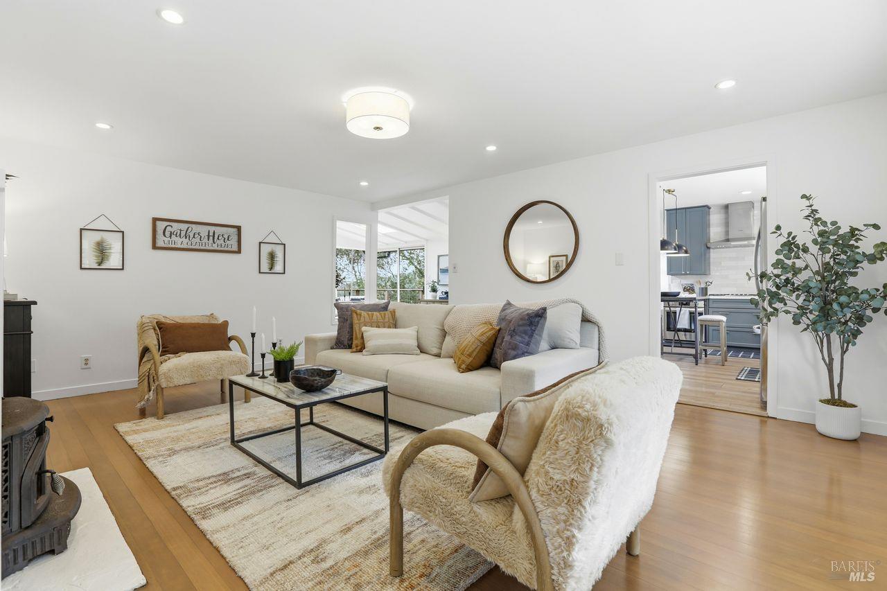 420 Ridge Road Novato, CA 94947 - Photo 5 of 56 Spacious living room with wood burning stove