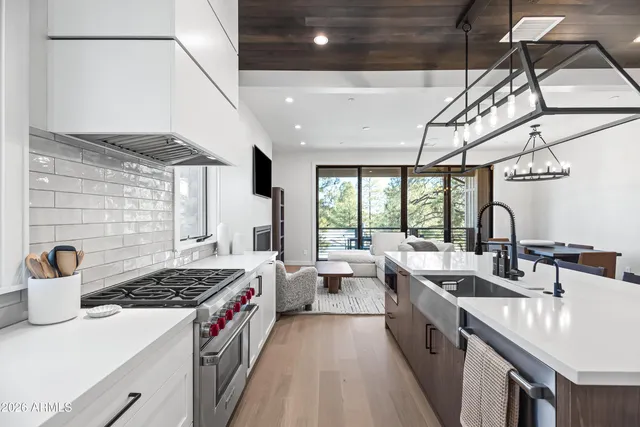 a kitchen with lots of counter top space