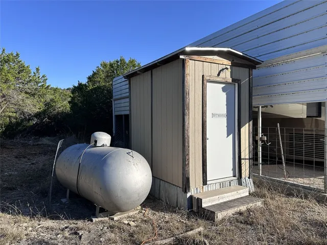 an outdoor space with seating