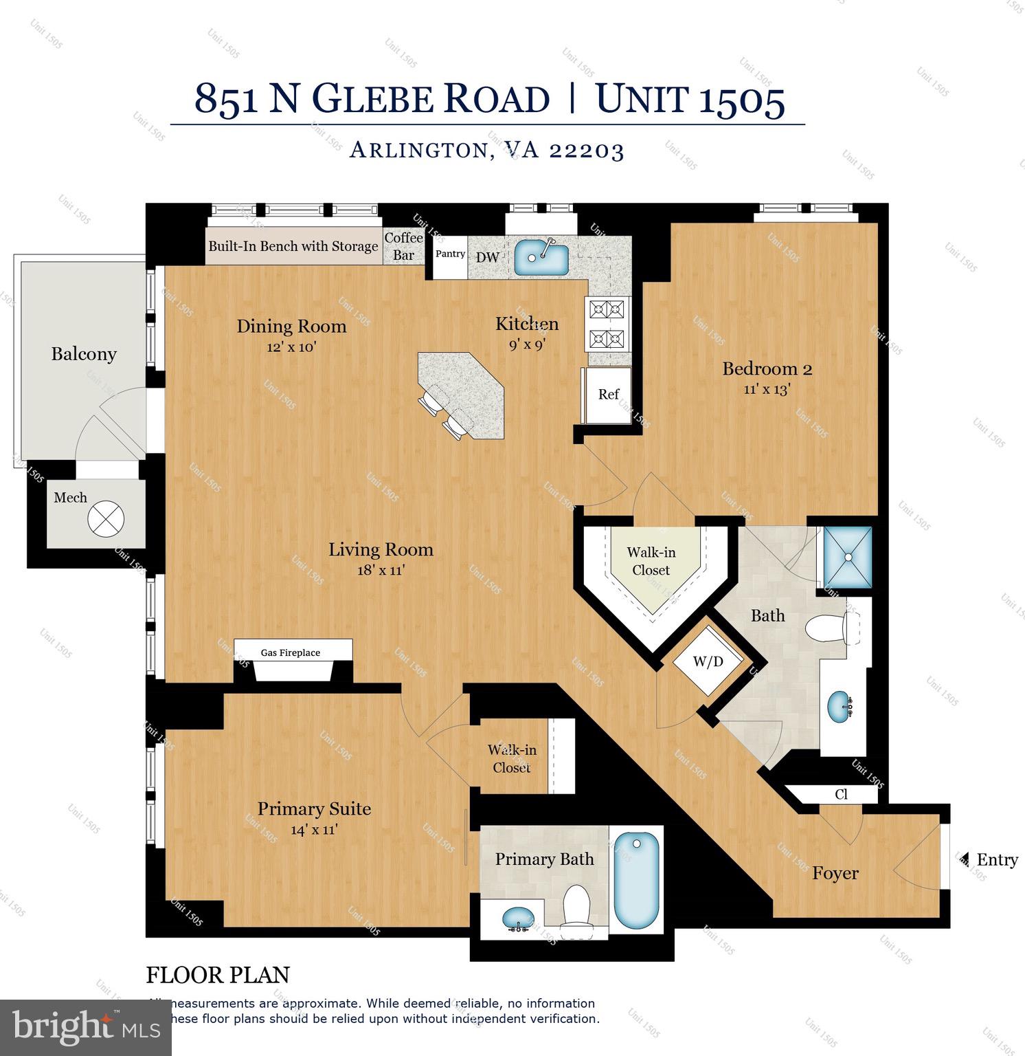 851 North Glebe Road, Unit 1505 Arlington, VA 22203 - Photo 85 of 85 Unit Floor Plan - D1 Type