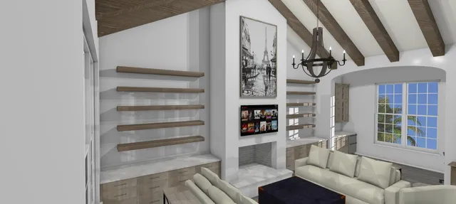 a living room with furniture