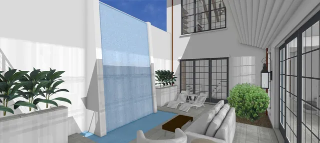 a potted plant sitting in front of a house