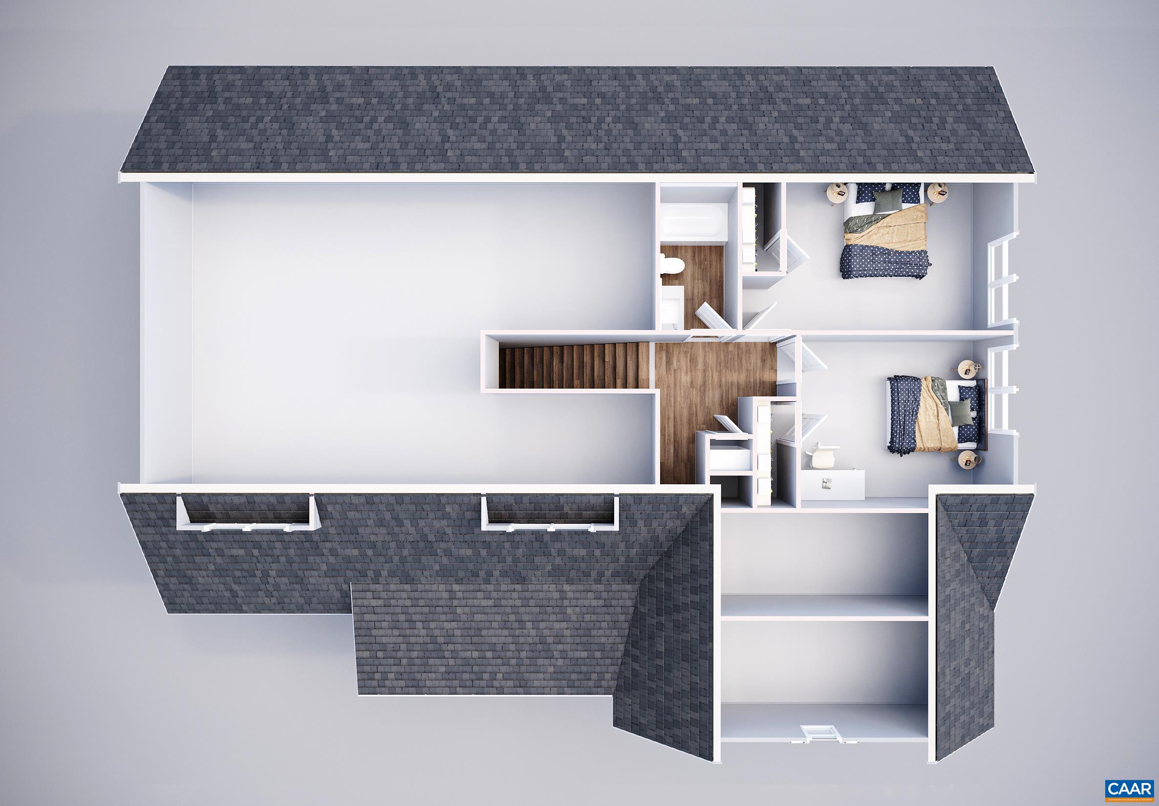 258 Palmer Place Ruckersville, VA 22968 - Photo 4 of 40 2nd Floor has 552 SF. 2nd Floor has 2 bedrooms w/ Hall Bath. For an additional cost we can add another Junior Primary BR w/ attached bath on the LEFT side of the 2nd Floor.