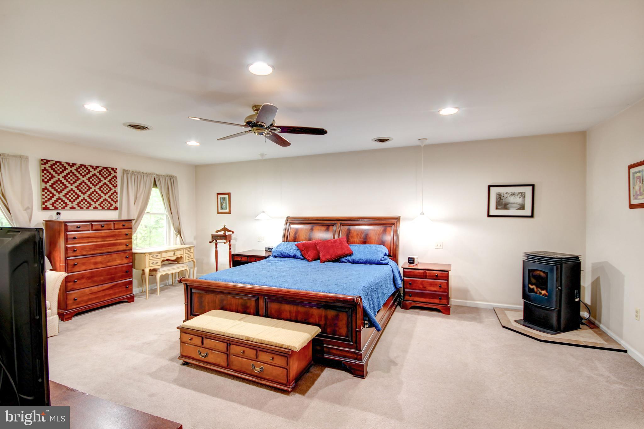 12412 Ivy Mill Road Reisterstown, MD 21136 - Photo 17 of 44 Master bedroom with pellet stove