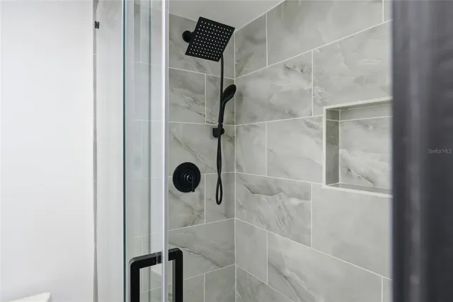 a bathroom with a shower