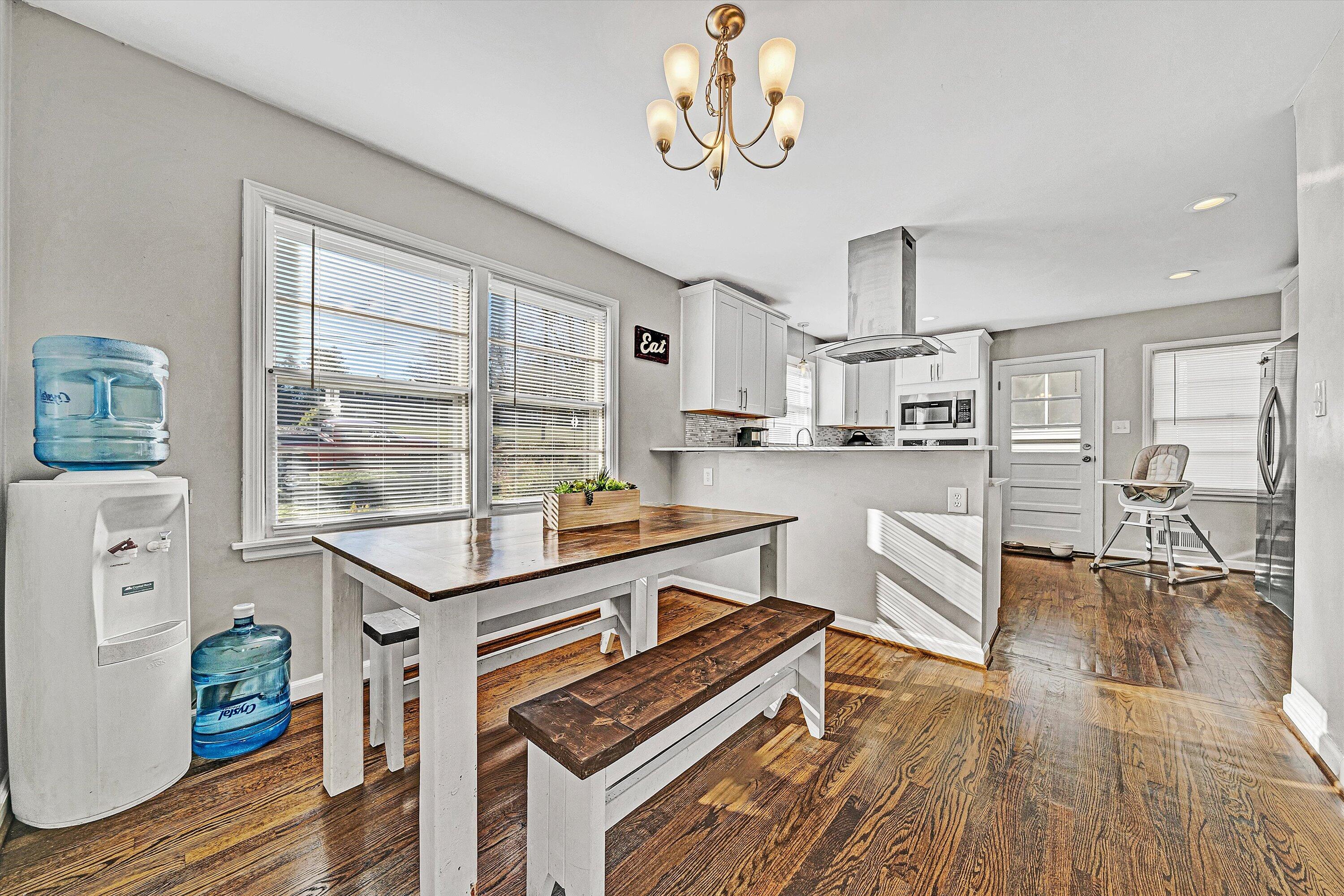 3558 Wright Road Southwest Roanoke, VA 24015 - Photo 6 of 30 a kitchen with stainless steel appliances a stove a table and chairs