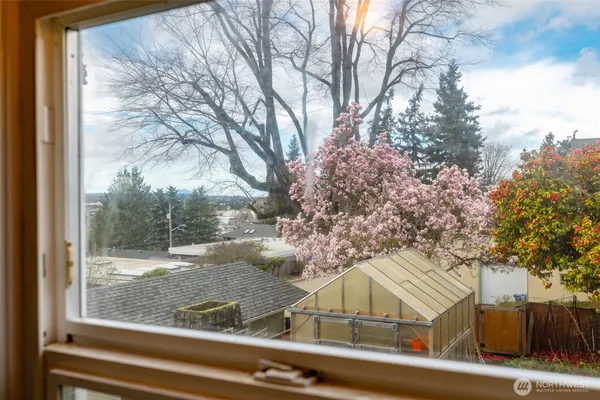 a view of a house with a yard and large tree