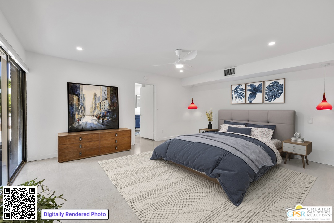 20 Kevin Lee Lane Rancho Mirage, CA 92270 - Photo 14 of 40 a spacious bedroom with a large bed and a couch