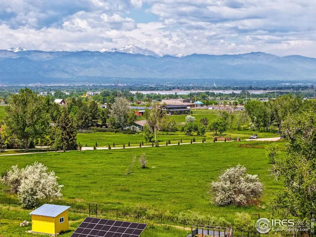 a view of a grassy field with an ocean