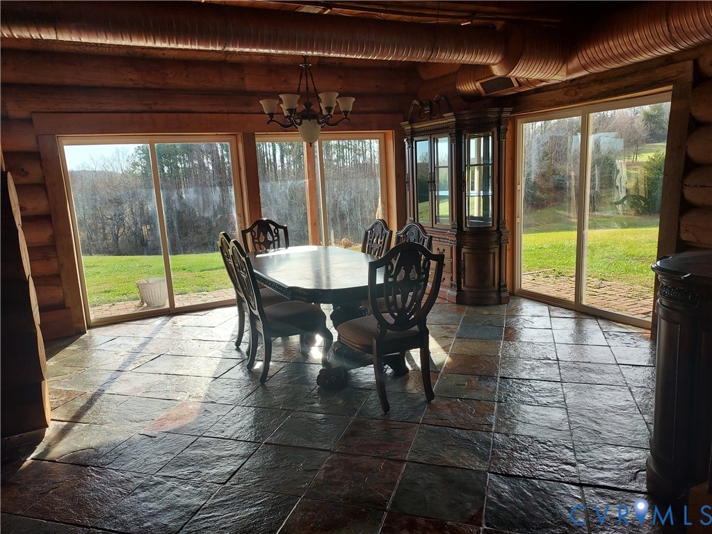 6430 River Road West Columbia, VA 23038 - Photo 23 of 48 a dining room with furniture and a garden view