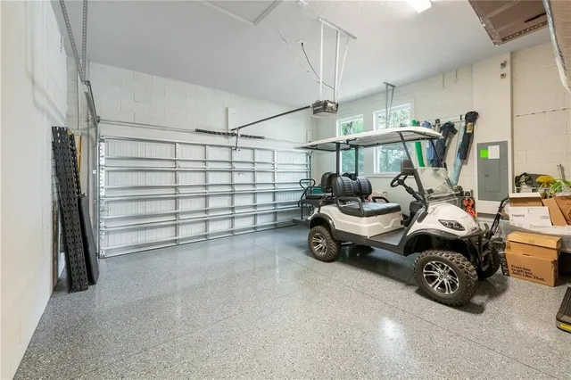 a view of a garage with white walls