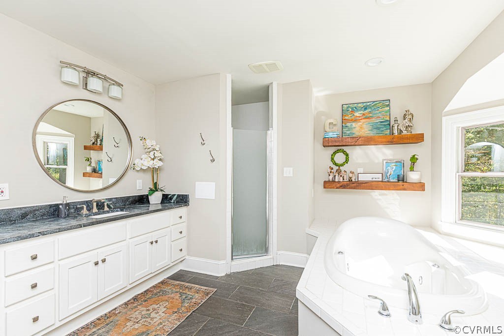 2090 Strawberry Run Crozier, VA 23039 - Photo 31 of 47 a bathroom with a granite countertop sink and a mirror