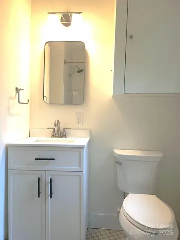a bathroom with a toilet a sink and mirror