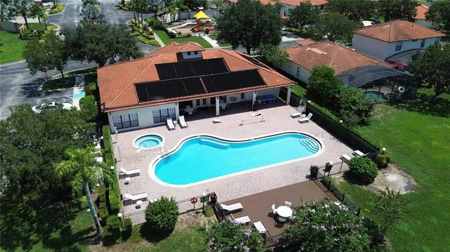 an aerial view of a house