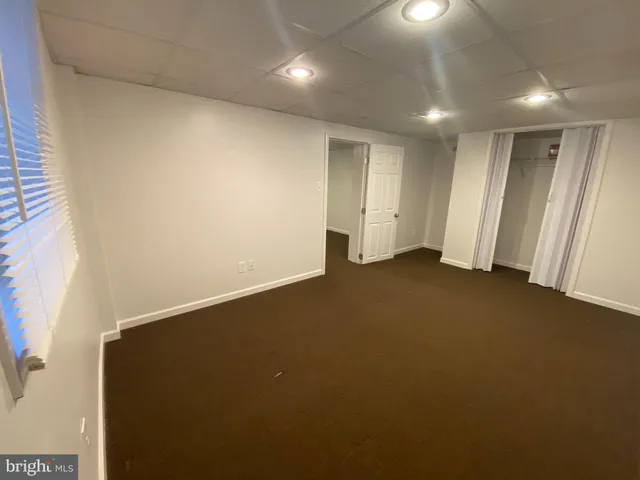 an empty room with a door