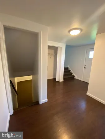 an empty room with a door