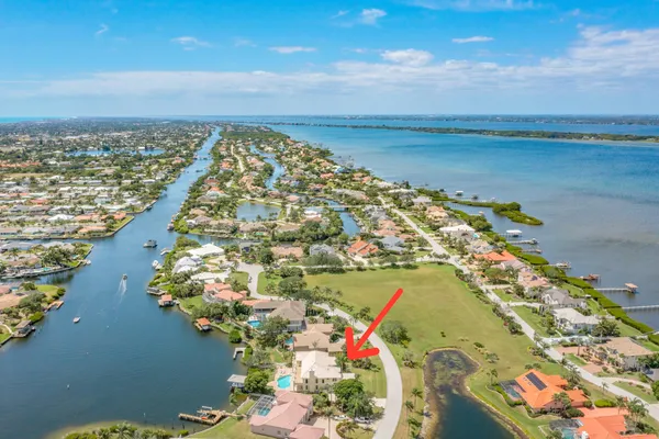 an aerial view of a house