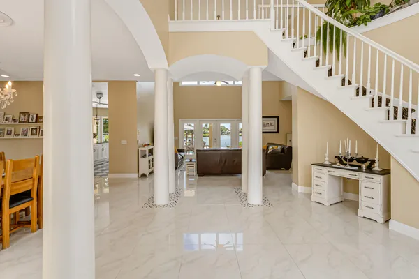 a living room with furniture