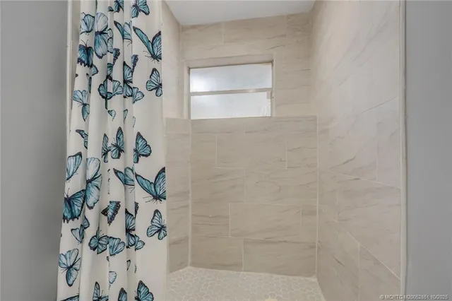 a bathroom with a shower