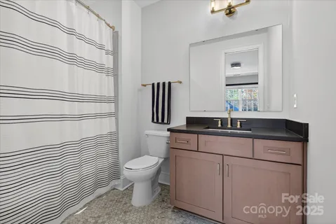 a bathroom with a toilet a sink and mirror