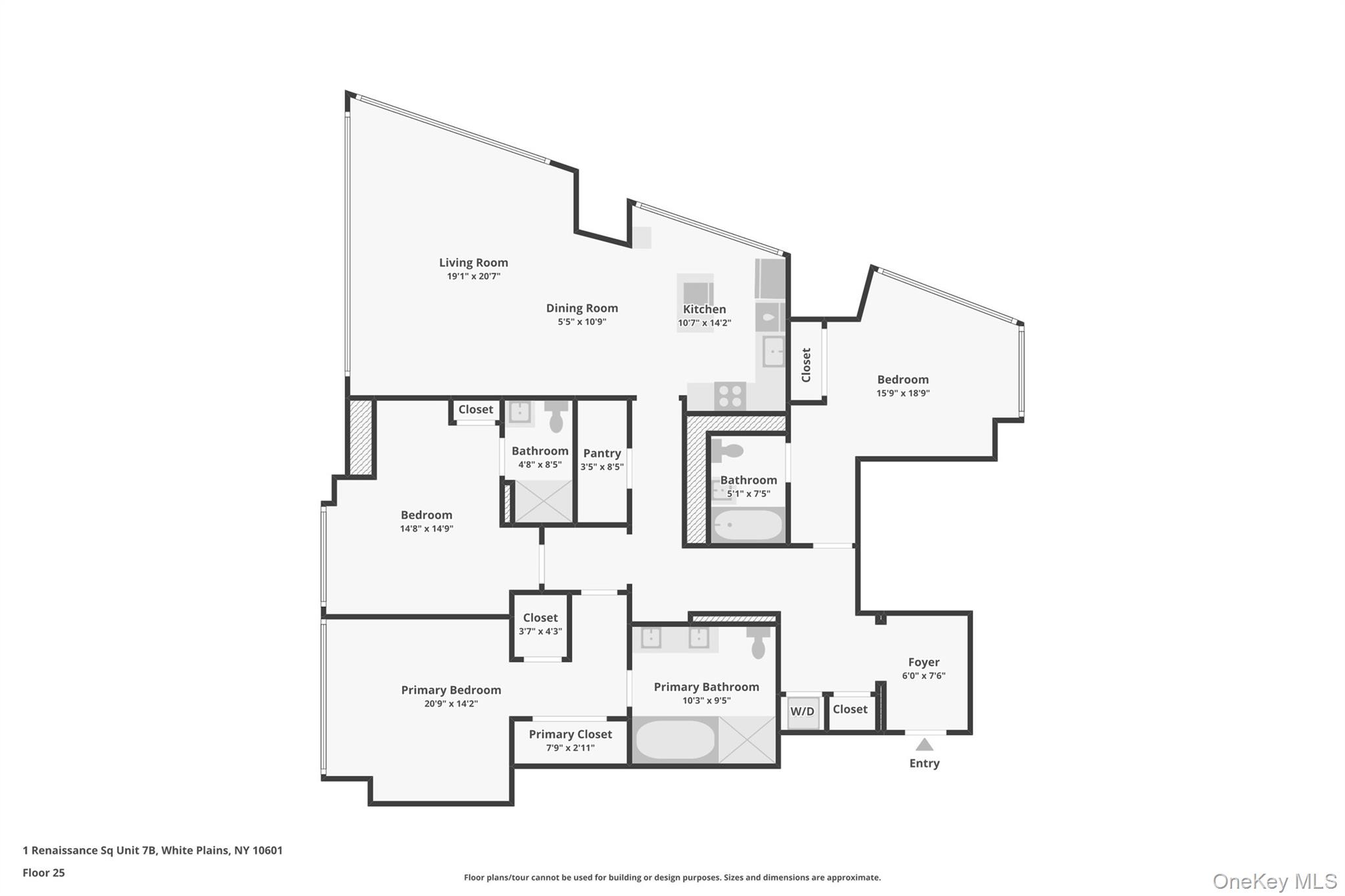1 Renaissance Square, Unit 25G White Plains, NY 10601 - Photo 19 of 23 a picture of a floor plan