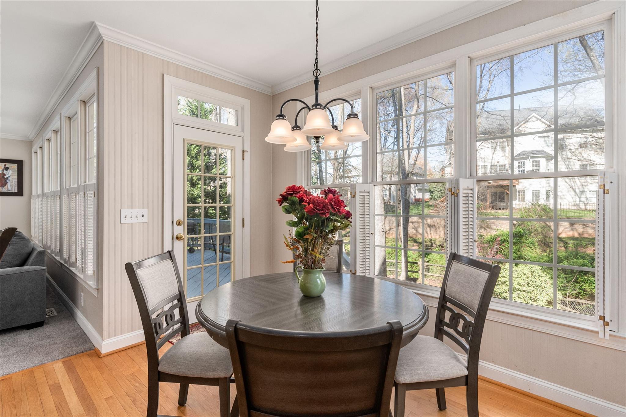 3519 Rhett Butler Place Charlotte, NC 28270 - Photo 18 of 38 a dining room with furniture a large window and wooden floor