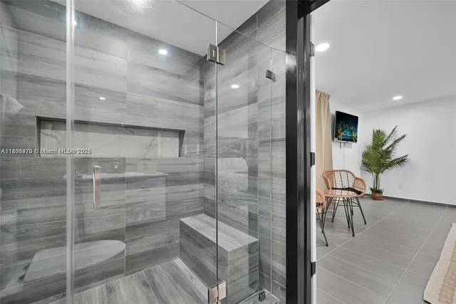 a bathroom with a shower