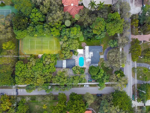 an aerial view of a house