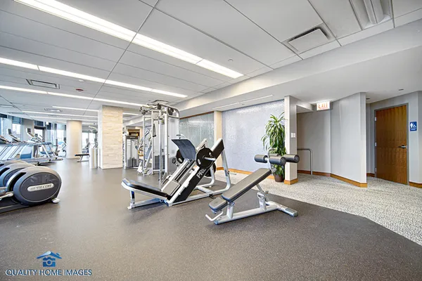 a view of a room with gym equipment