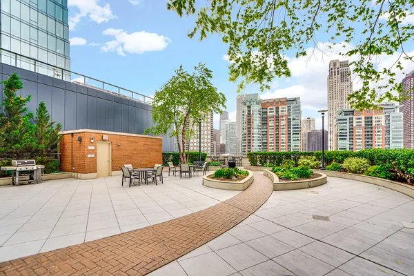 a view of a city with tall buildings