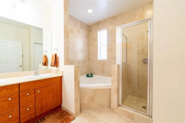 a view of an empty room with a bathroom