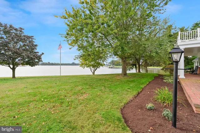 a view of a lake from a yard